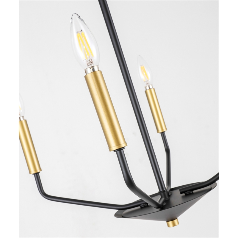 Living District Enzo 4 Light Black and Brass Pendant