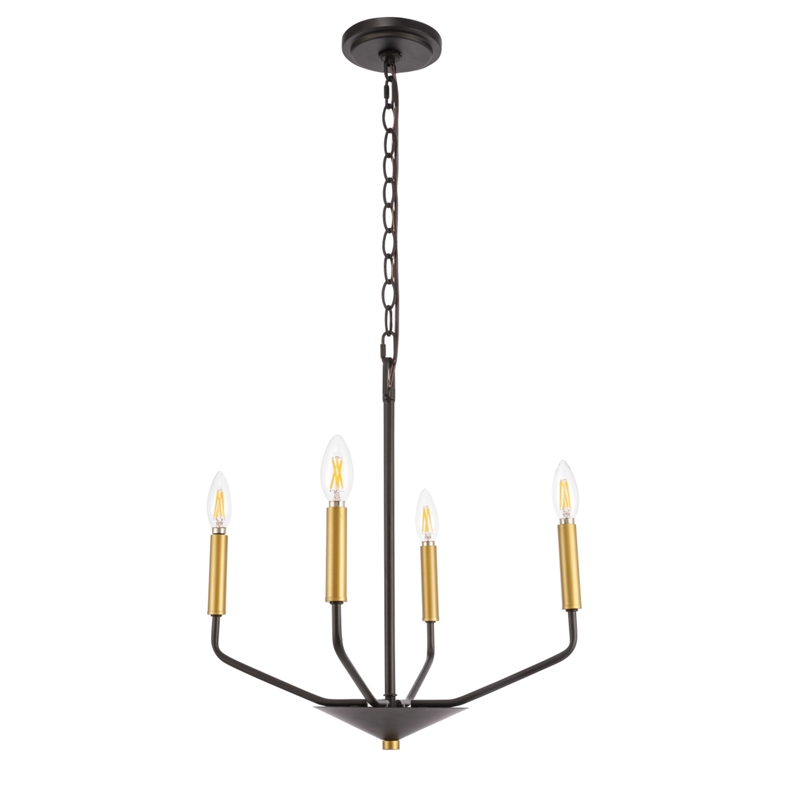 Living District Enzo 4 Light Black and Brass Pendant