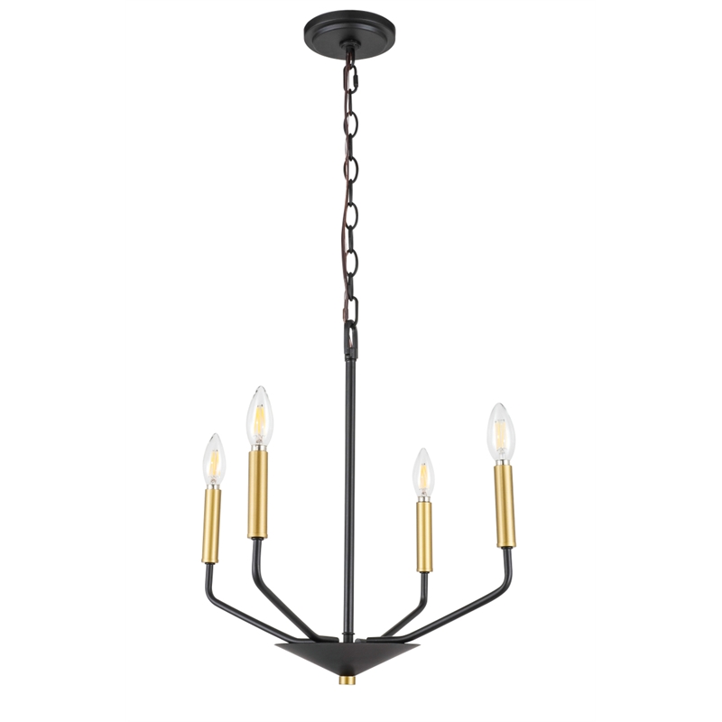 Living District Enzo 4 Light Black and Brass Pendant