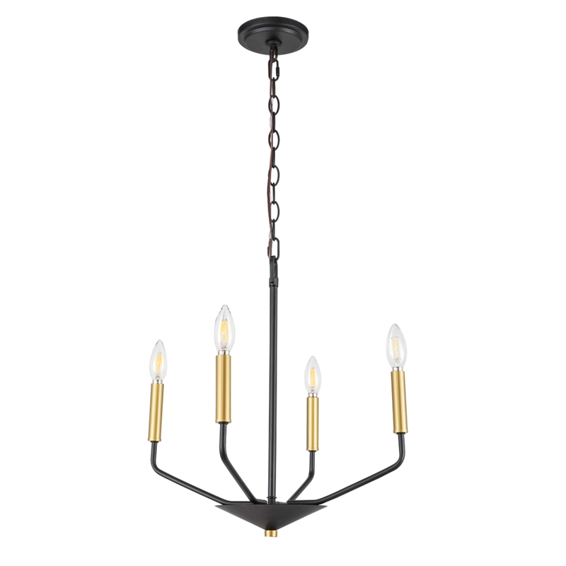 Living District Enzo 4 Light Black and Brass Pendant