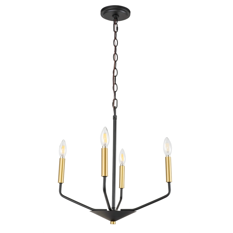 Living District Enzo 4 Light Black and Brass Pendant