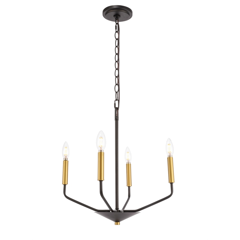 Living District Enzo 4 Light Black and Brass Pendant