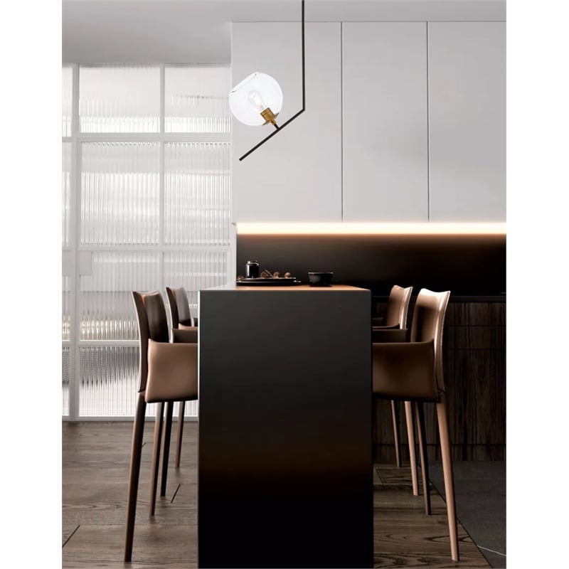 Living District Ryland 1 Light Black and Brass and Clear Glass Pendant