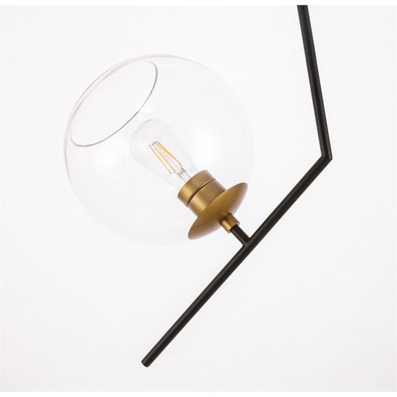 Living District Ryland 1 Light Black and Brass and Clear Glass Pendant