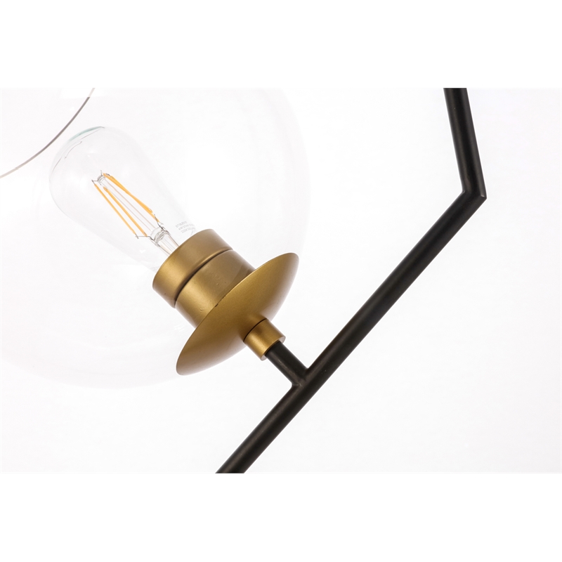 Living District Ryland 1 Light Black and Brass and Clear Glass Pendant