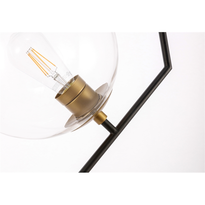 Living District Ryland 1 Light Black and Brass and Clear Glass Pendant