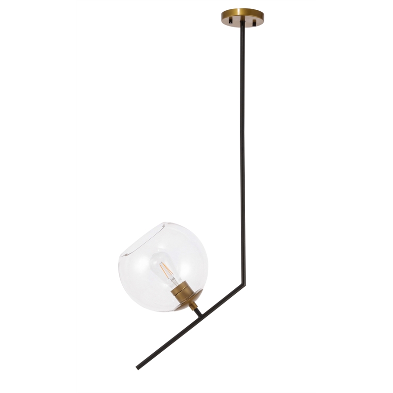 Living District Ryland 1 Light Black and Brass and Clear Glass Pendant