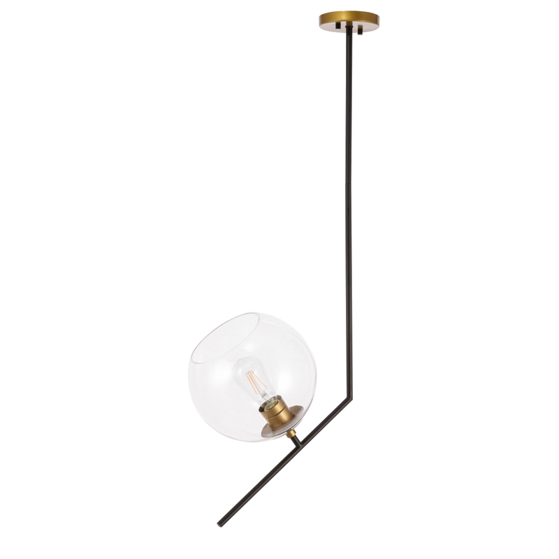 Living District Ryland 1 Light Black and Brass and Clear Glass Pendant