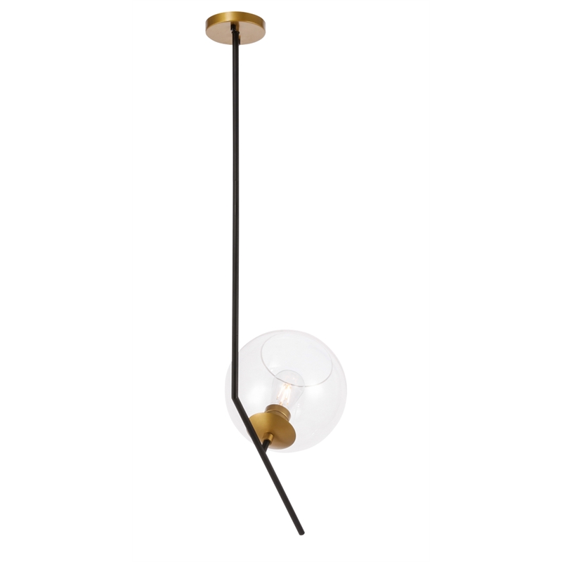 Living District Ryland 1 Light Black and Brass and Clear Glass Pendant