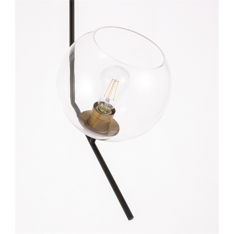 Living District Ryland 1 Light Black and Brass and Clear Glass Pendant