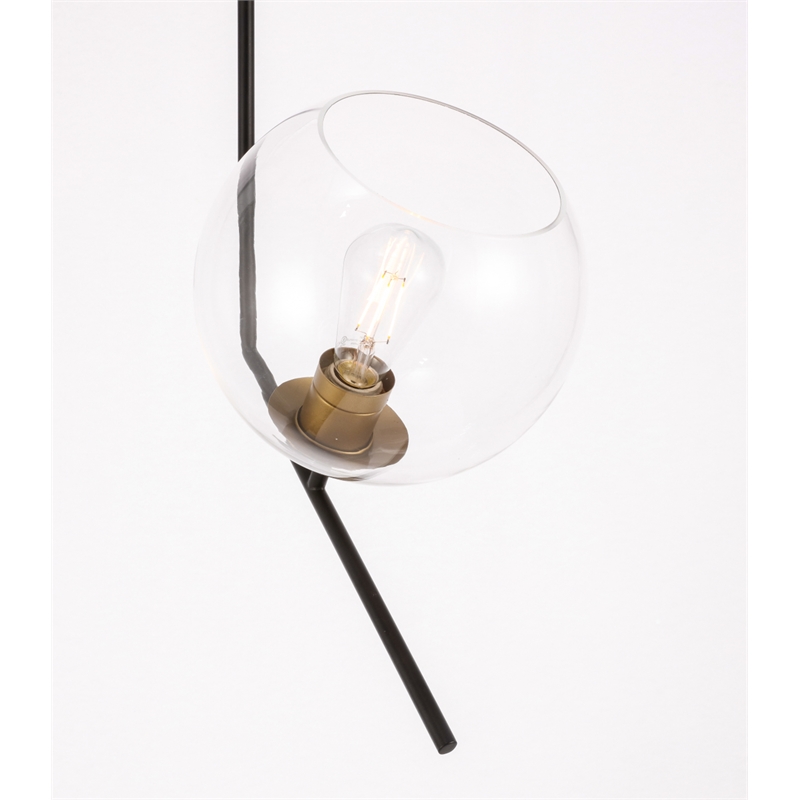 Living District Ryland 1 Light Black and Brass and Clear Glass Pendant