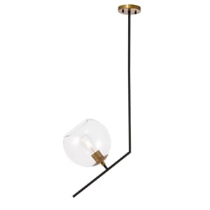 Living District Ryland 1 Light Black and Brass and Clear Glass Pendant
