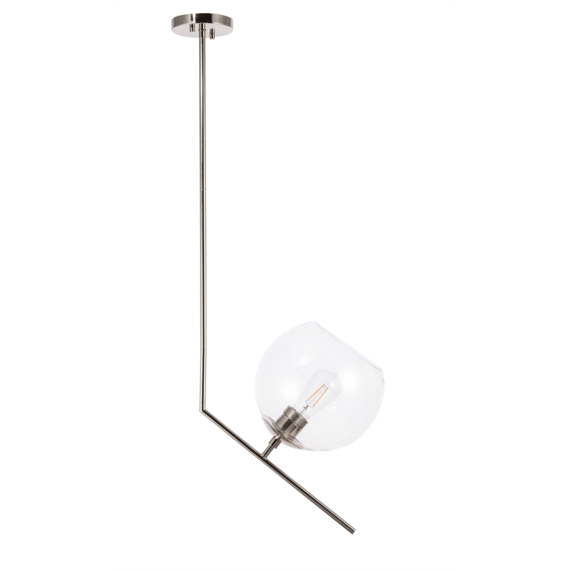 Living District Ryland 1 Light Chrome and Clear Glass Pendant