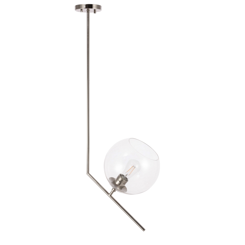 Living District Ryland 1 Light Chrome and Clear Glass Pendant