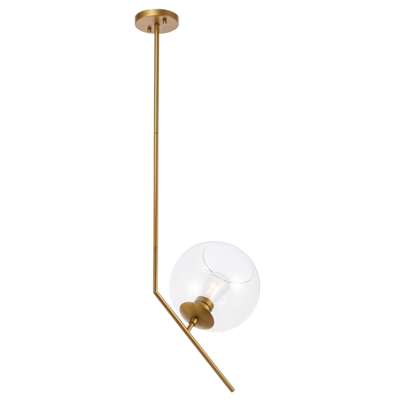 Living District Ryland 1 Light Brassand Clear Glass Pendant