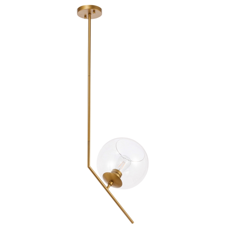 Living District Ryland 1 Light Brassand Clear Glass Pendant