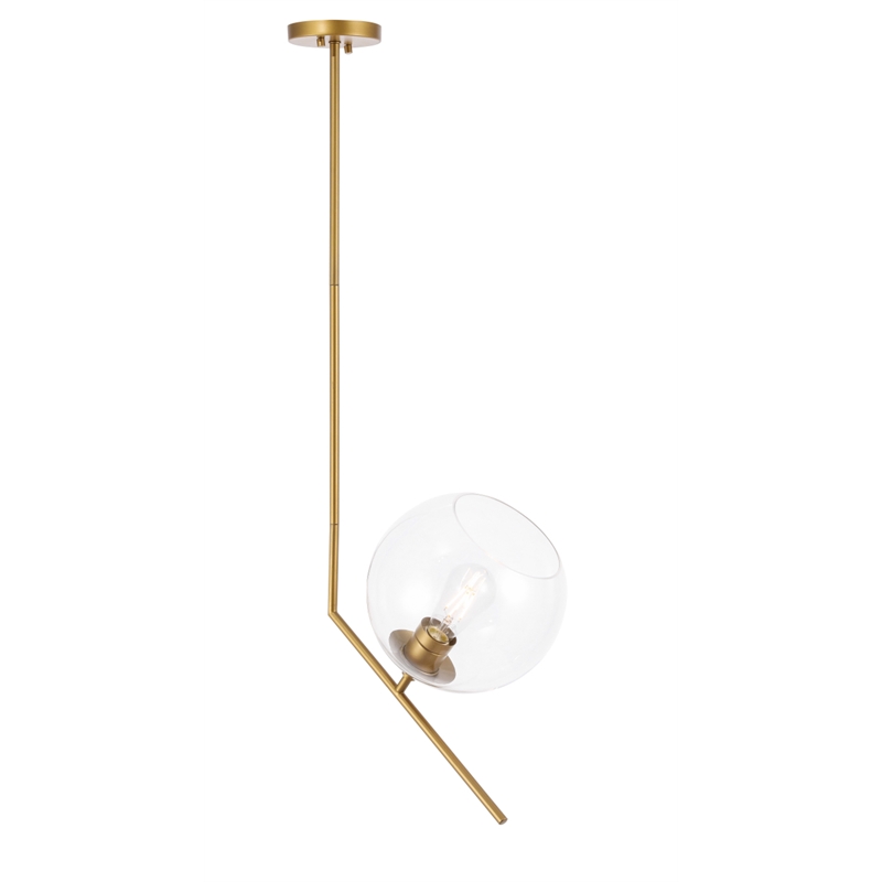 Living District Ryland 1 Light Brassand Clear Glass Pendant