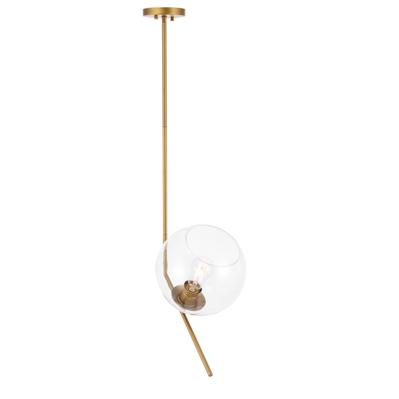 Living District Ryland 1 Light Brassand Clear Glass Pendant