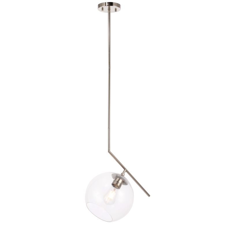 Living District Ryland 1 Light Chrome and Clear Glass Pendant