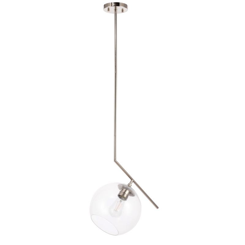 Living District Ryland 1 Light Chrome and Clear Glass Pendant