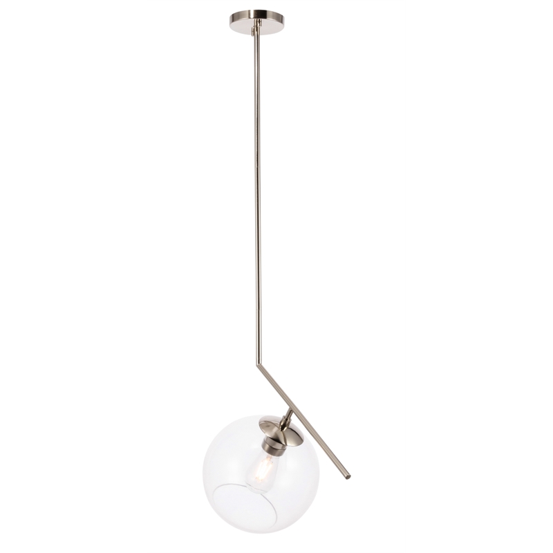 Living District Ryland 1 Light Chrome and Clear Glass Pendant