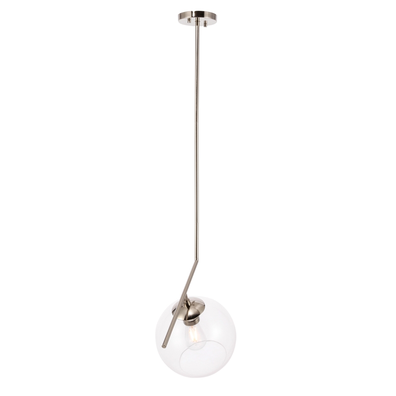 Living District Ryland 1 Light Chrome and Clear Glass Pendant