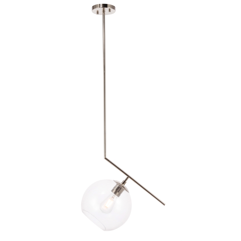 Living District Ryland 1 Light Chrome and Clear Glass Pendant
