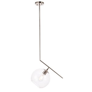 Living District Ryland 1 Light Chrome and Clear Glass Pendant
