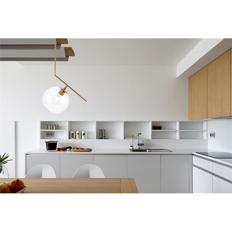 Living District Ryland 1 Light Brass and Clear Glass Pendant