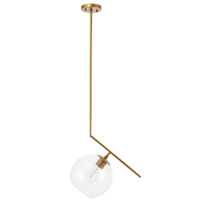 Living District Ryland 1 Light Brass and Clear Glass Pendant