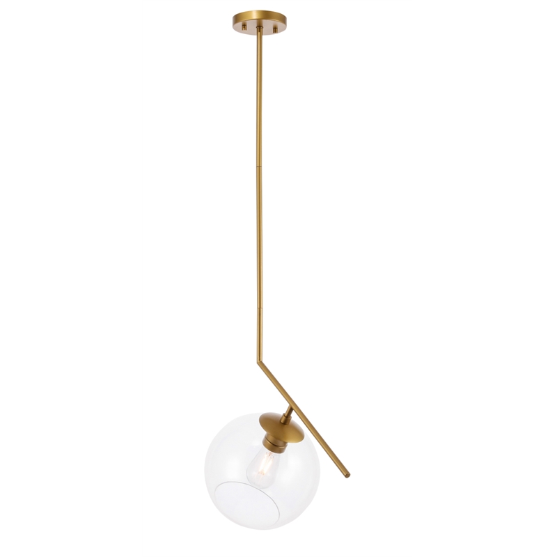 Living District Ryland 1 Light Brass and Clear Glass Pendant