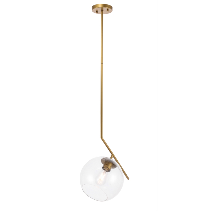 Living District Ryland 1 Light Brass and Clear Glass Pendant