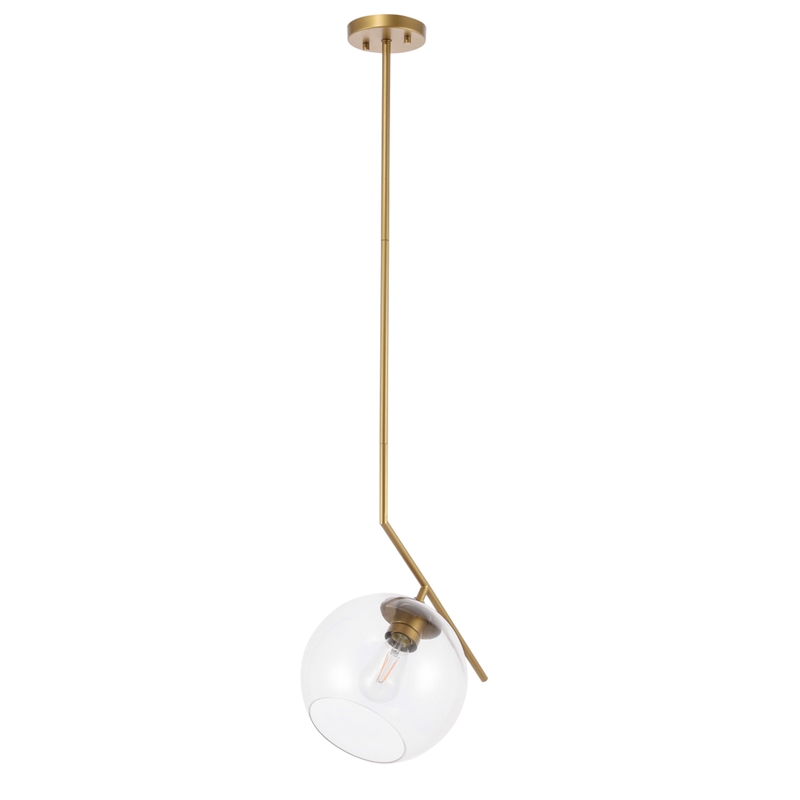 Living District Ryland 1 Light Brass and Clear Glass Pendant