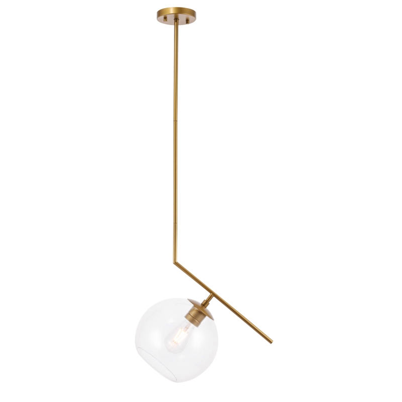 Living District Ryland 1 Light Brass and Clear Glass Pendant
