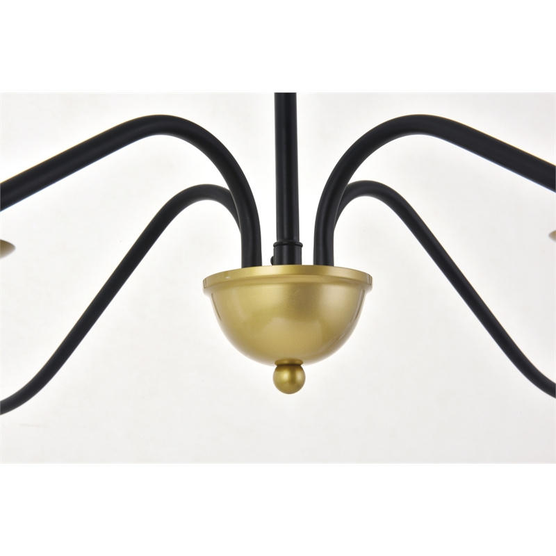 Living District Rohan 4 Light Matte Black and Brass Pendant