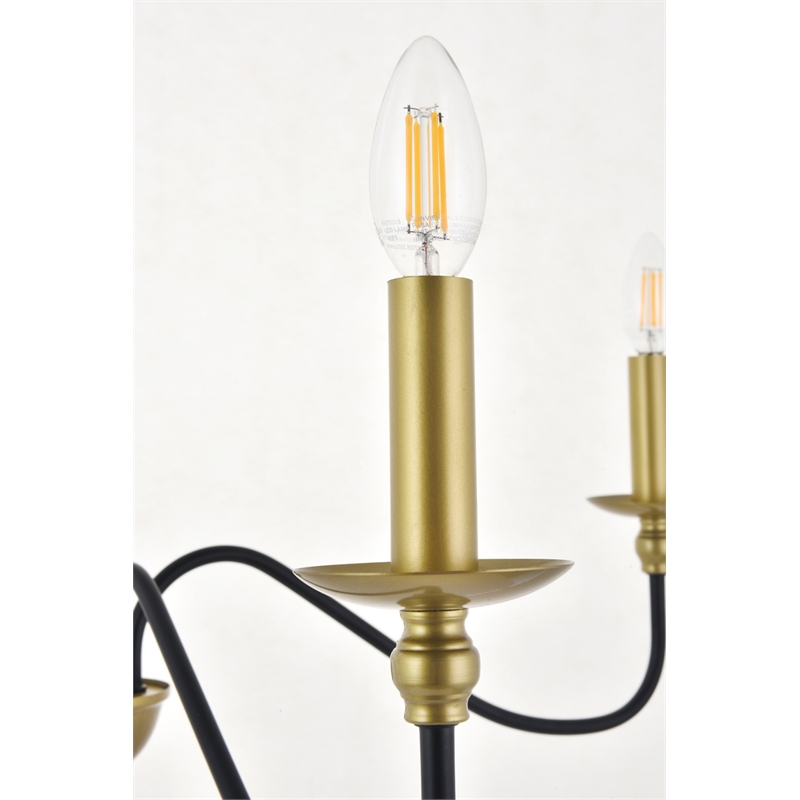 Living District Rohan 4 Light Matte Black and Brass Pendant