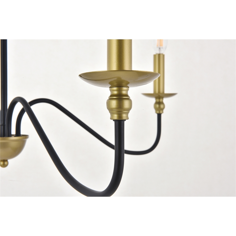 Living District Rohan 4 Light Matte Black and Brass Pendant
