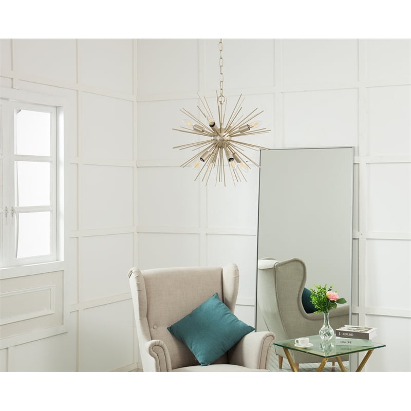 Living District Timber 8 Light Champagne Pendant