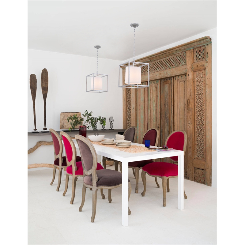 Living District Mirin 1 Light Vintage Silver and White Shade Pendant