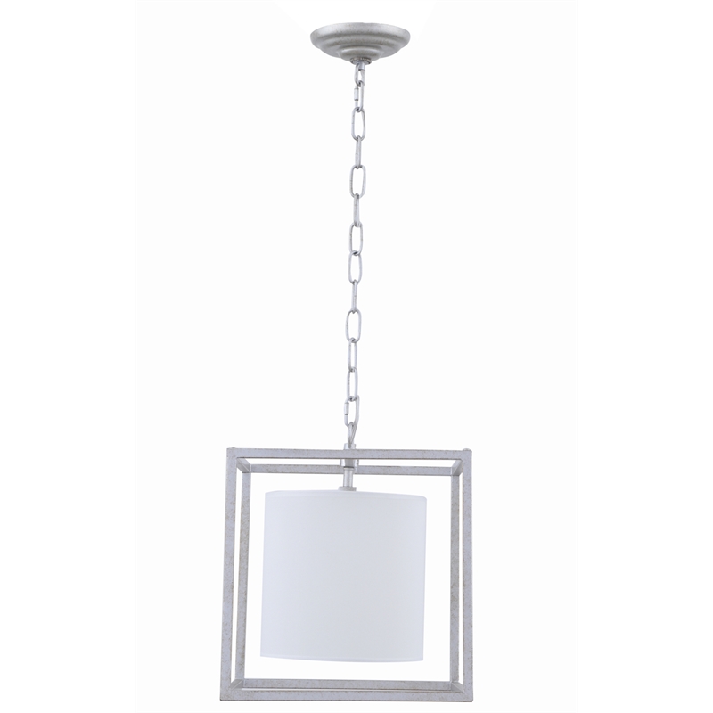 Living District Mirin 1 Light Vintage Silver and White Shade Pendant