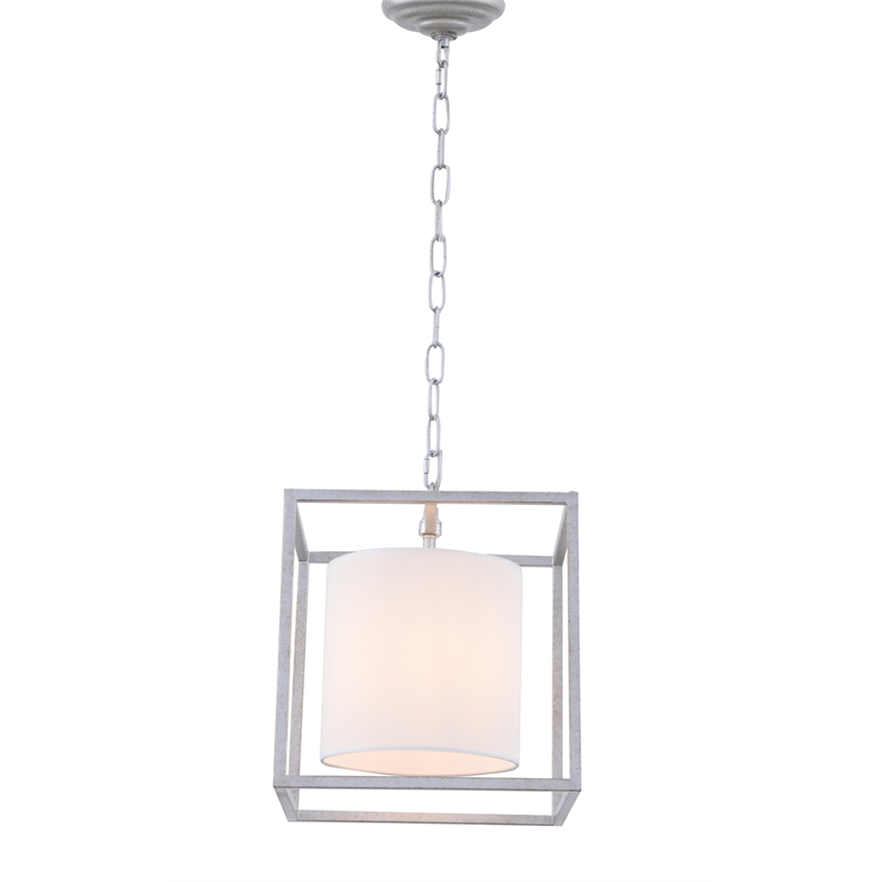 Living District Mirin 1 Light Vintage Silver and White Shade Pendant