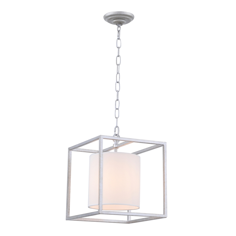 Living District Mirin 1 Light Vintage Silver and White Shade Pendant
