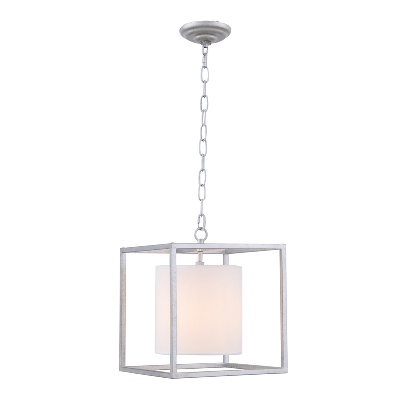 Living District Mirin 1 Light Vintage Silver and White Shade Pendant