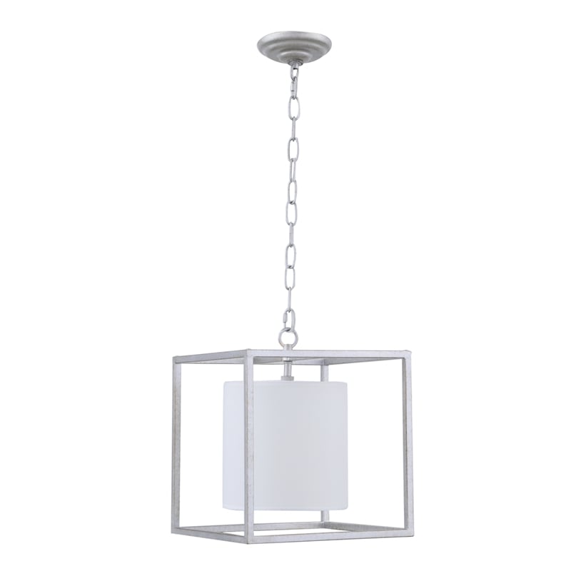 Living District Mirin 1 Light Vintage Silver and White Shade Pendant