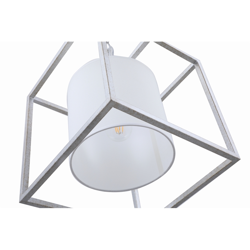 Living District Mirin 1 Light Vintage Silver and White Shade Pendant