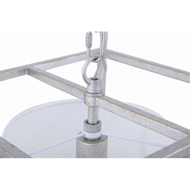 Living District Mirin 1 Light Vintage Silver and White Shade Pendant