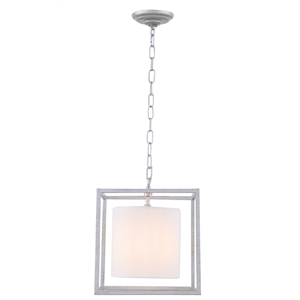 Living District Mirin 1 Light Vintage Silver and White Shade Pendant
