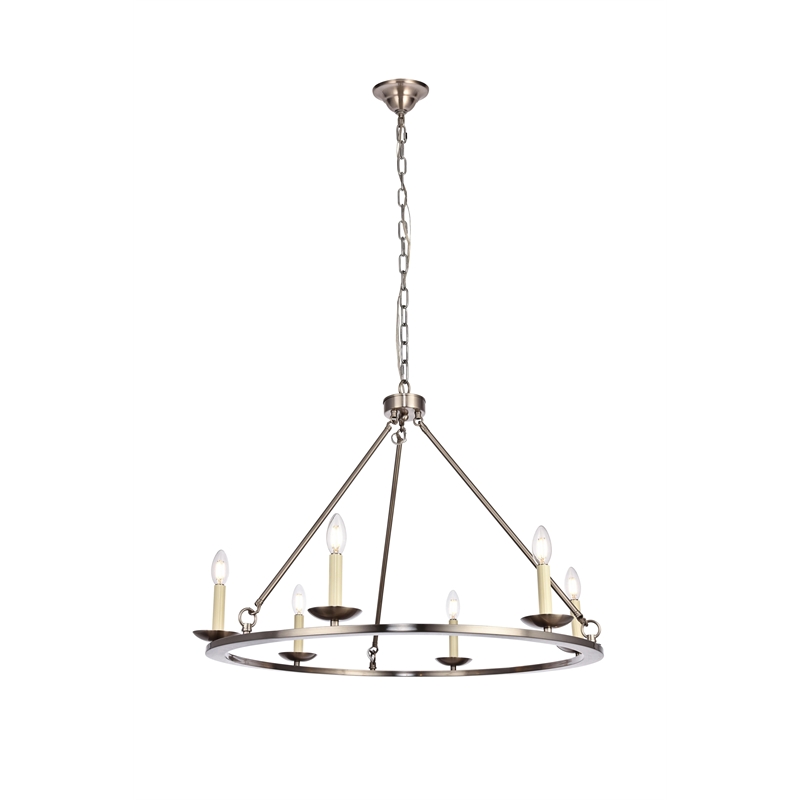 Living District Maine Collection Chandelier in Burnished Nickel Finish