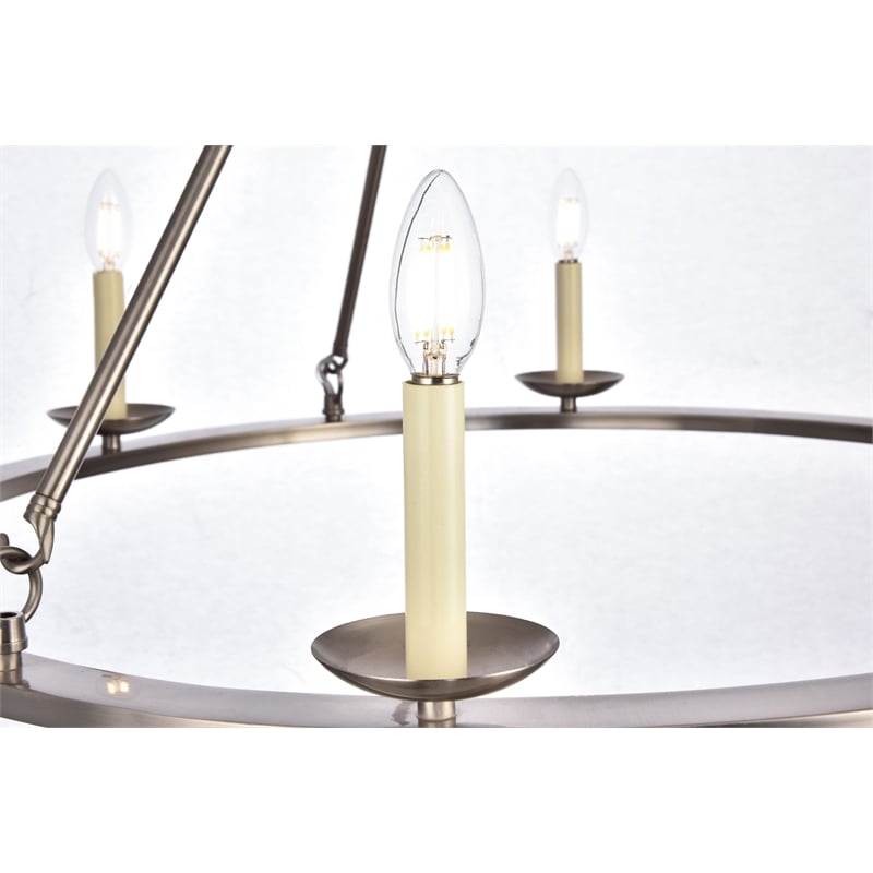 Living District Maine Collection Chandelier in Burnished Nickel Finish