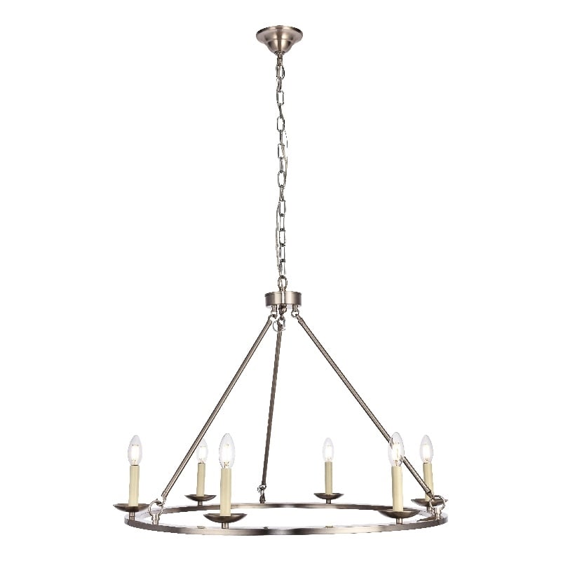 Living District Maine Collection Chandelier in Burnished Nickel Finish